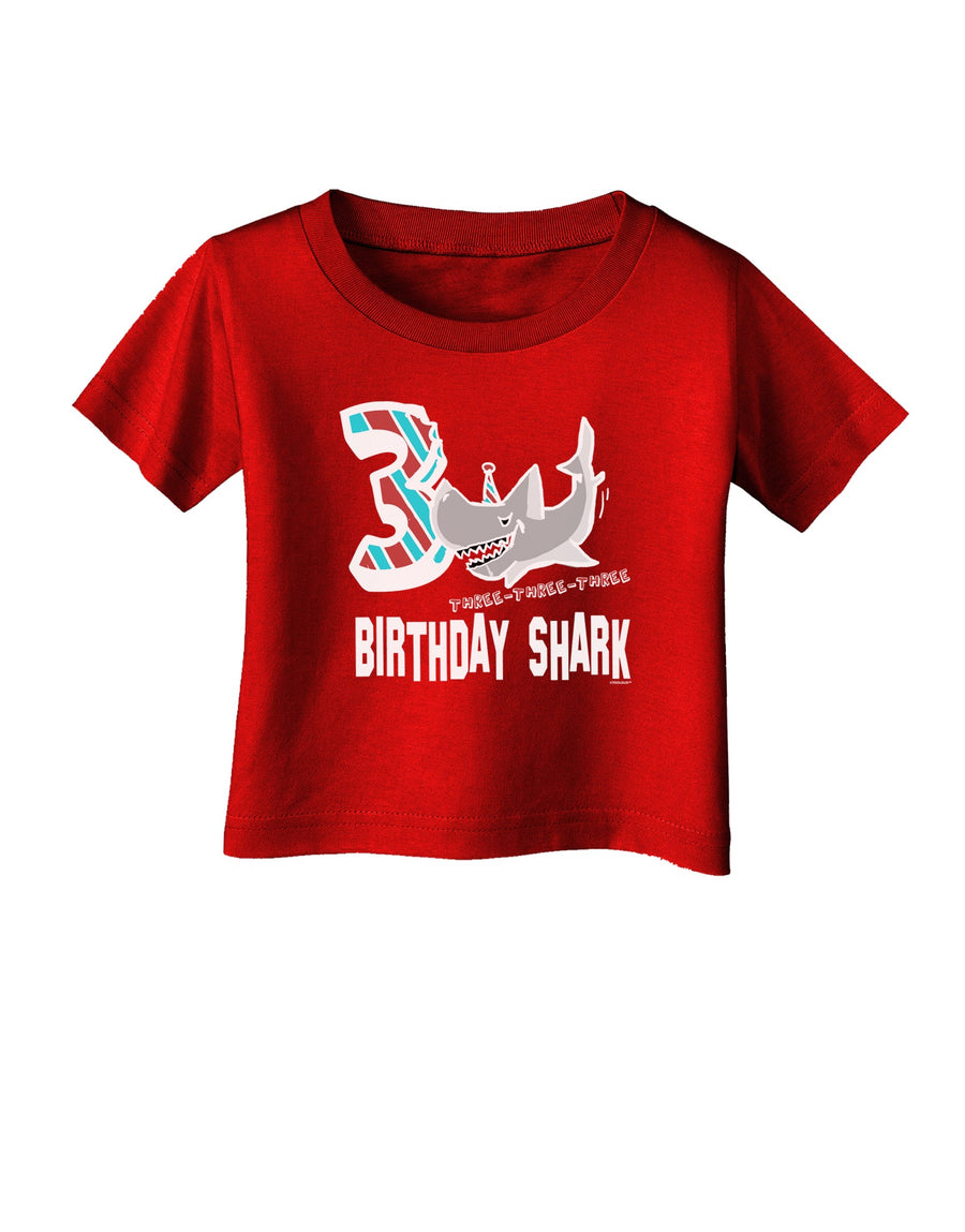 TooLoud Birthday Shark Three Infant T-Shirt Dark-Infant T-Shirt-TooLoud-Black-06-Months-Davson Sales