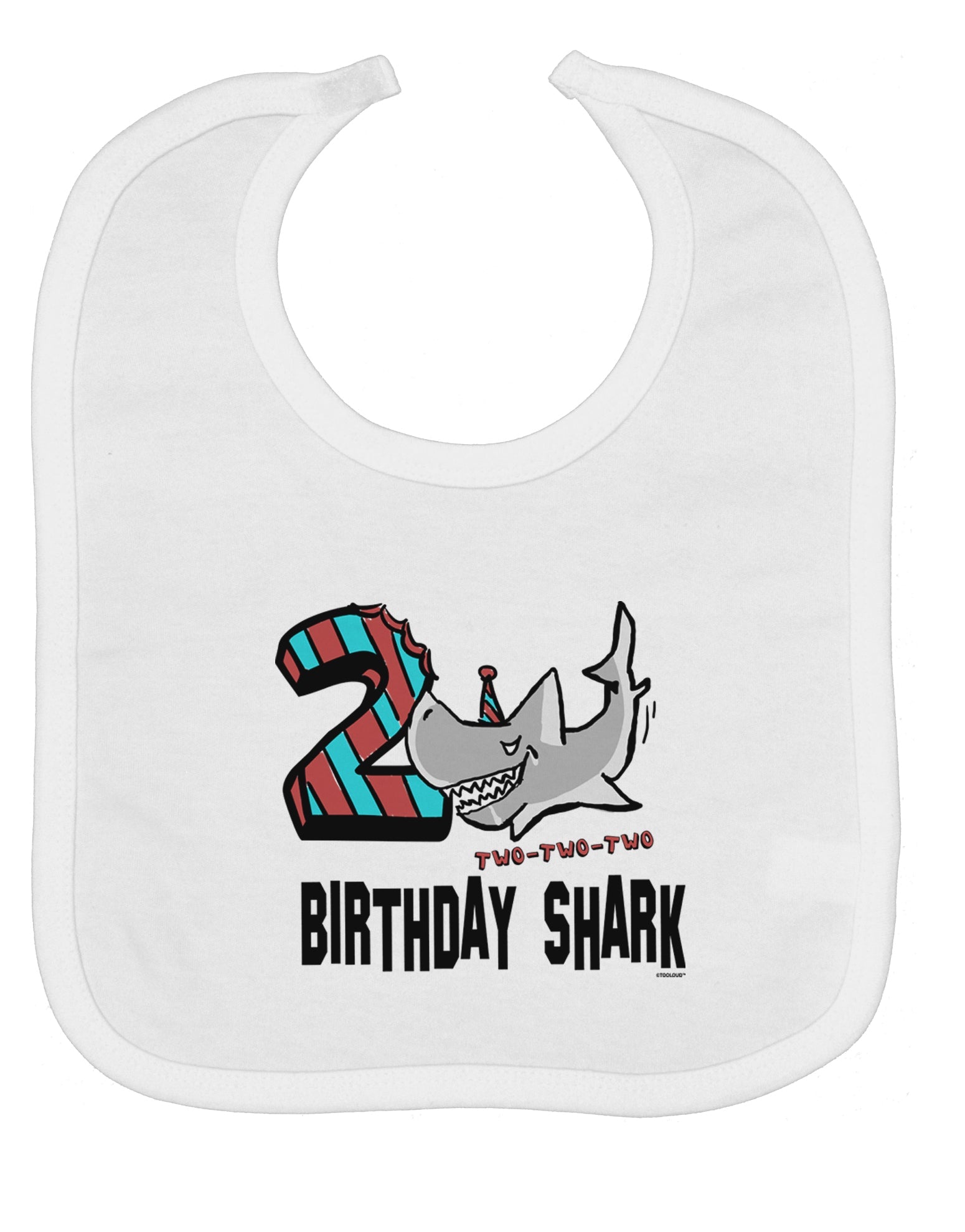 TooLoud Birthday Shark Two Baby Bib