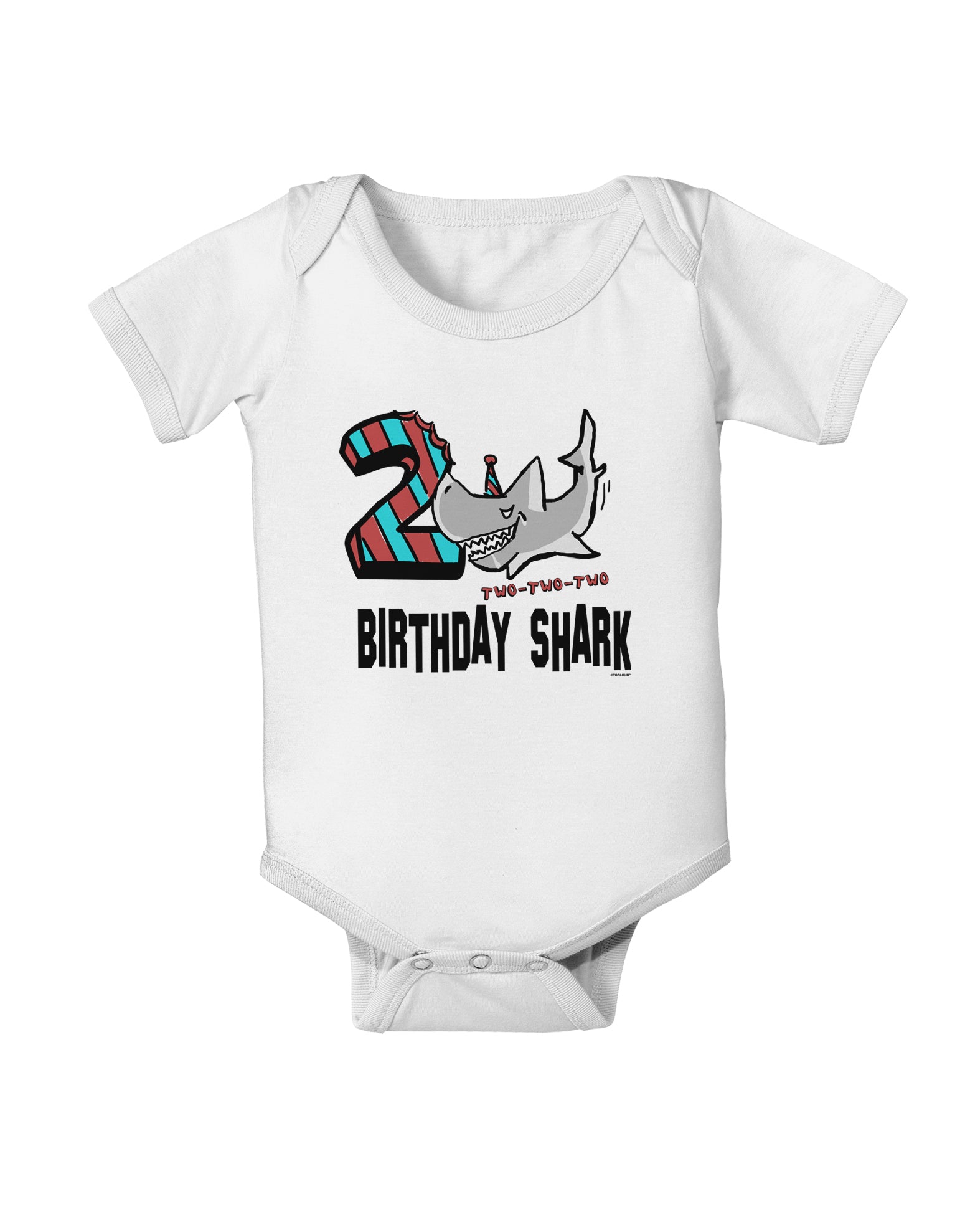 TooLoud Birthday Shark Two Baby Romper Bodysuit-Baby Romper-TooLoud-White-06-Months-Davson Sales
