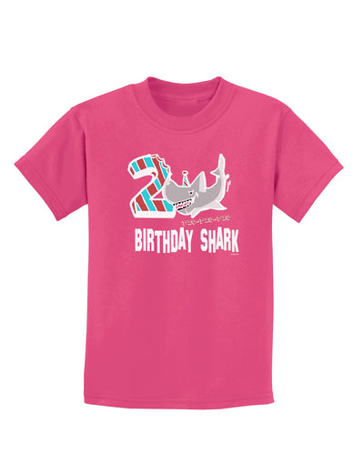 TooLoud Birthday Shark Two Childrens Dark T-Shirt-Childrens T-Shirt-TooLoud-Sangria-X-Small-Davson Sales