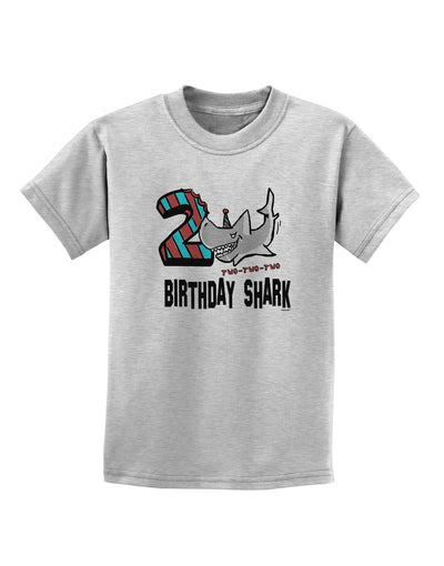 TooLoud Birthday Shark Two Childrens T-Shirt-Childrens T-Shirt-TooLoud-AshGray-X-Small-Davson Sales