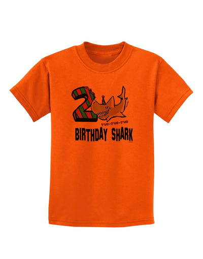 TooLoud Birthday Shark Two Childrens T-Shirt-Childrens T-Shirt-TooLoud-Orange-X-Small-Davson Sales