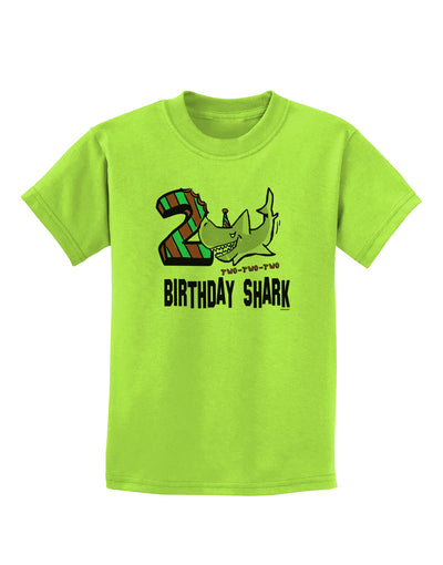 TooLoud Birthday Shark Two Childrens T-Shirt-Childrens T-Shirt-TooLoud-Lime-Green-X-Small-Davson Sales