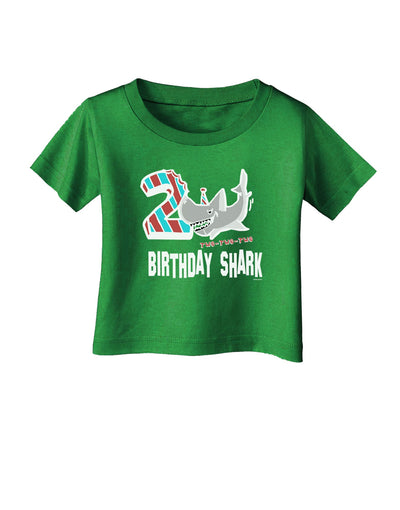 TooLoud Birthday Shark Two Infant T-Shirt Dark-Infant T-Shirt-TooLoud-Clover-Green-06-Months-Davson Sales