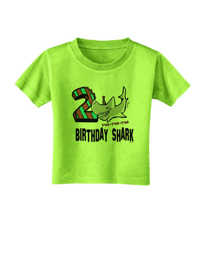 TooLoud Birthday Shark Two Toddler T-Shirt-Toddler T-shirt-TooLoud-Lime-Green-2T-Davson Sales