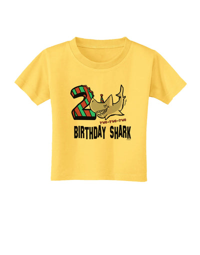 TooLoud Birthday Shark Two Toddler T-Shirt-Toddler T-shirt-TooLoud-Yellow-2T-Davson Sales