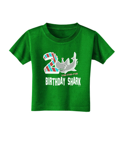 TooLoud Birthday Shark Two Toddler T-Shirt Dark-Toddler T-shirt-TooLoud-Clover-Green-2T-Davson Sales