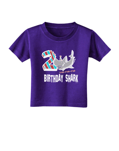 TooLoud Birthday Shark Two Toddler T-Shirt Dark-Toddler T-shirt-TooLoud-Purple-2T-Davson Sales