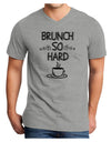 TooLoud Brunch So Hard Eggs and Coffee Adult V-Neck T-shirt-Mens V-Neck T-Shirt-TooLoud-HeatherGray-Small-Davson Sales