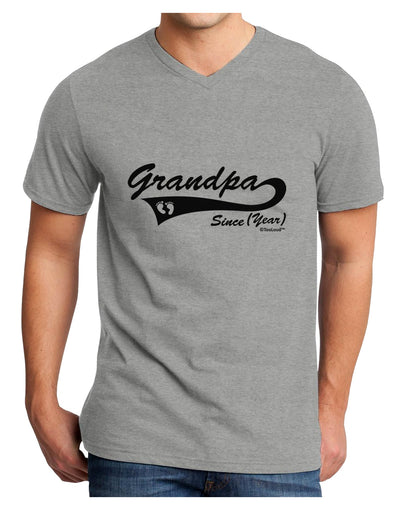 TooLoud Custom Grandpa Since YOUR YEAR Adult V-Neck T-shirt-Mens V-Neck T-Shirt-TooLoud-HeatherGray-Small-Davson Sales