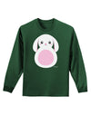 TooLoud Cute Bunny with Floppy Ears - Pink Adult Long Sleeve Dark T-Shirt-TooLoud-Dark-Green-Small-Davson Sales