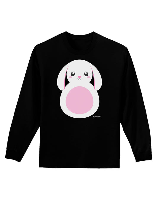 TooLoud Cute Bunny with Floppy Ears - Pink Adult Long Sleeve Dark T-Shirt-TooLoud-Black-Small-Davson Sales