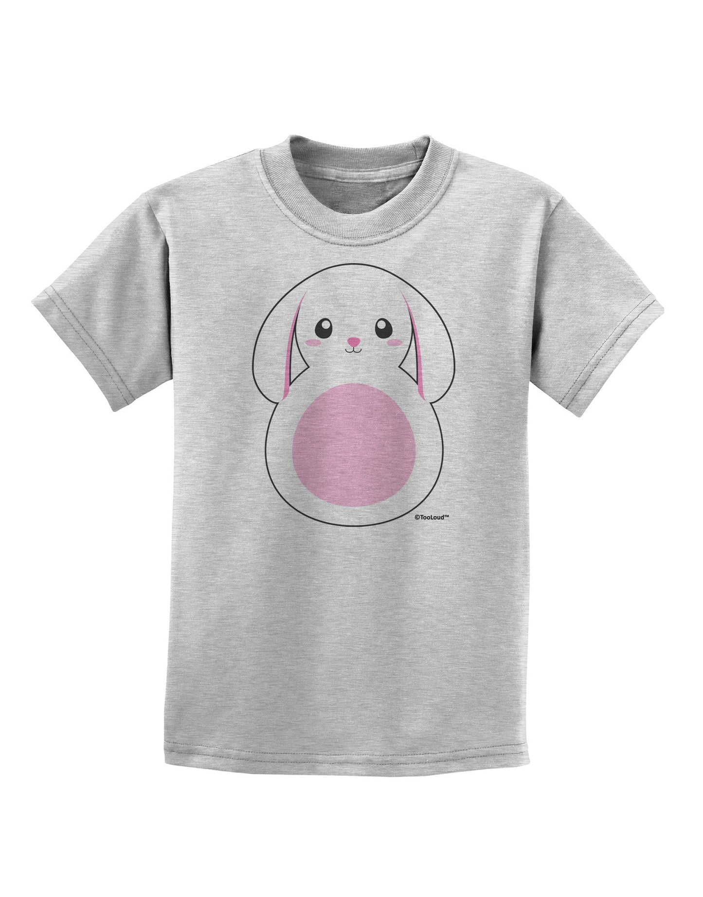 TooLoud Cute Bunny with Floppy Ears - Pink Childrens T-Shirt-Childrens T-Shirt-TooLoud-AshGray-X-Small-Davson Sales