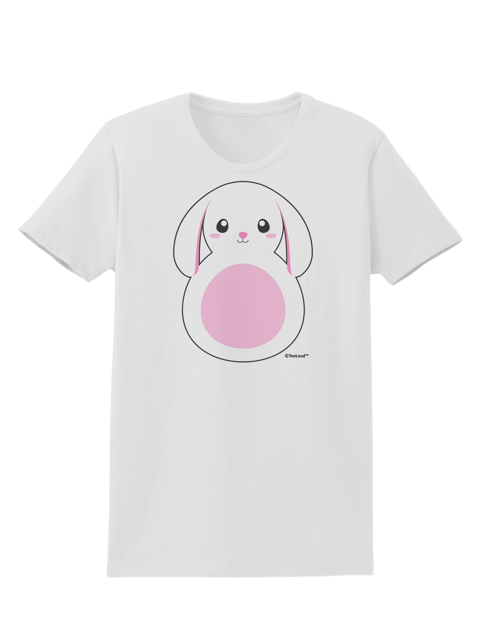 TooLoud Cute Bunny with Floppy Ears - Pink Womens T-Shirt-Womens T-Shirt-TooLoud-White-X-Small-Davson Sales