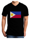 TooLoud Distressed Philippines Flag Adult Dark V-Neck T-Shirt-Mens V-Neck T-Shirt-TooLoud-Black-Small-Davson Sales