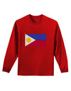 TooLoud Distressed Philippines Flag Adult Long Sleeve Dark T-Shirt-Long Sleeve Shirt-TooLoud-Red-Small-Davson Sales