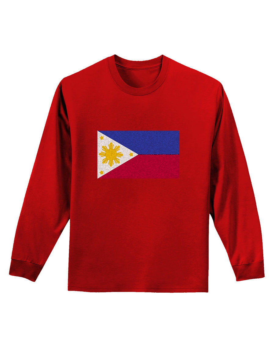 TooLoud Distressed Philippines Flag Adult Long Sleeve Dark T-Shirt-Long Sleeve Shirt-TooLoud-Black-Small-Davson Sales