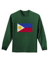 TooLoud Distressed Philippines Flag Adult Long Sleeve Dark T-Shirt-Long Sleeve Shirt-TooLoud-Dark-Green-Small-Davson Sales