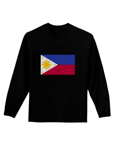 TooLoud Distressed Philippines Flag Adult Long Sleeve Dark T-Shirt-Long Sleeve Shirt-TooLoud-Black-Small-Davson Sales