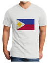 TooLoud Distressed Philippines Flag Adult V-Neck T-shirt-Mens V-Neck T-Shirt-TooLoud-White-Small-Davson Sales