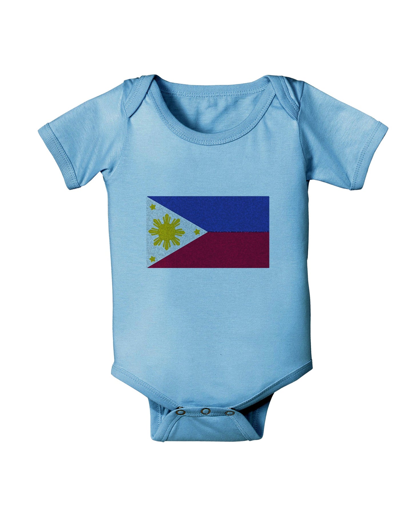 TooLoud Distressed Philippines Flag Baby Romper Bodysuit-Baby Romper-TooLoud-LightBlue-06-Months-Davson Sales