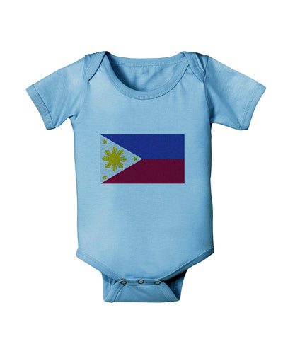 TooLoud Distressed Philippines Flag Baby Romper Bodysuit-Baby Romper-TooLoud-LightBlue-06-Months-Davson Sales