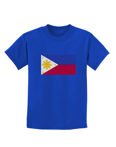 TooLoud Distressed Philippines Flag Childrens Dark T-Shirt-Childrens T-Shirt-TooLoud-Royal-Blue-X-Small-Davson Sales