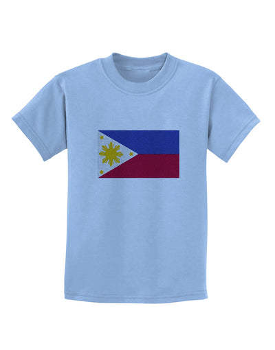 TooLoud Distressed Philippines Flag Childrens T-Shirt-Childrens T-Shirt-TooLoud-Light-Blue-X-Small-Davson Sales