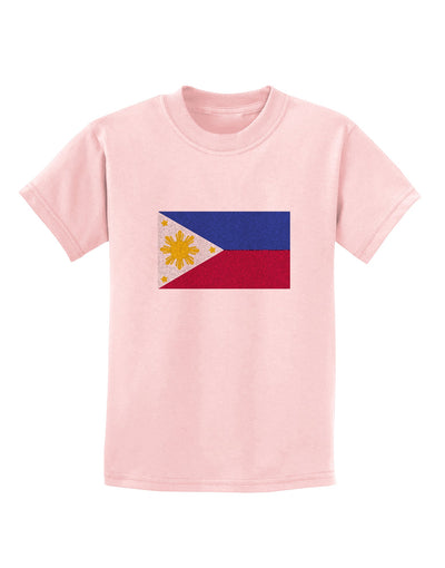 TooLoud Distressed Philippines Flag Childrens T-Shirt-Childrens T-Shirt-TooLoud-PalePink-X-Small-Davson Sales