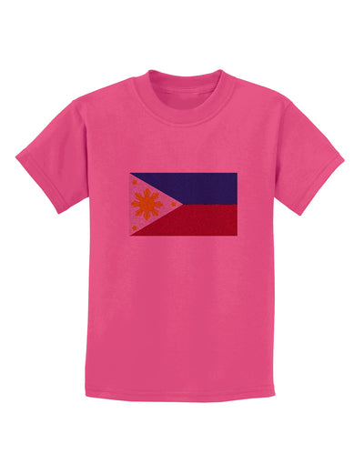 TooLoud Distressed Philippines Flag Childrens T-Shirt-Childrens T-Shirt-TooLoud-Sangria-X-Small-Davson Sales