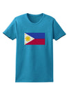 TooLoud Distressed Philippines Flag Womens Dark T-Shirt-Womens T-Shirt-TooLoud-Turquoise-X-Small-Davson Sales