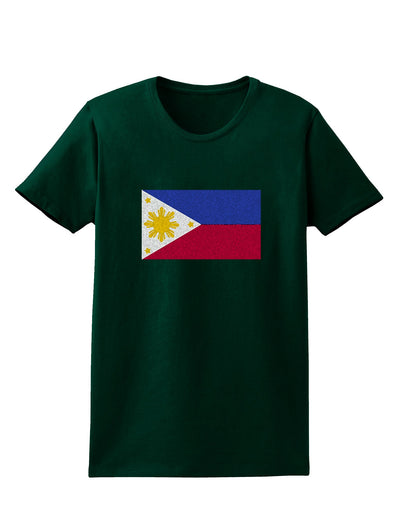 TooLoud Distressed Philippines Flag Womens Dark T-Shirt-Womens T-Shirt-TooLoud-Forest-Green-Small-Davson Sales