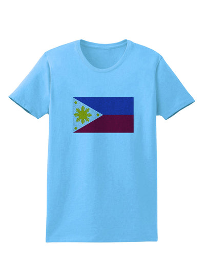 TooLoud Distressed Philippines Flag Womens T-Shirt-Womens T-Shirt-TooLoud-Aquatic-Blue-X-Small-Davson Sales