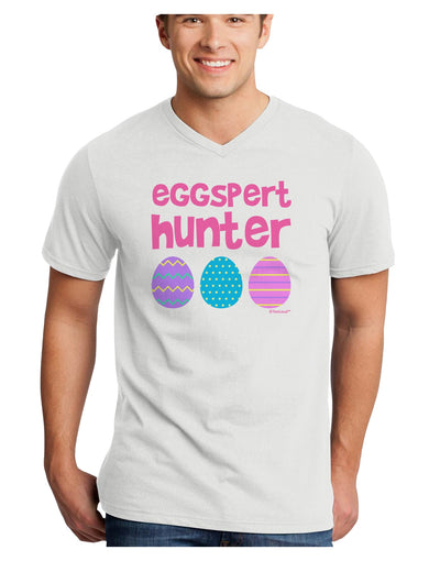 TooLoud Eggspert Hunter - Easter - Pink Adult V-Neck T-shirt