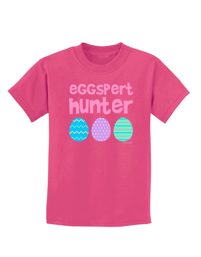 TooLoud Eggspert Hunter - Easter - Pink Childrens Dark T-Shirt-Childrens T-Shirt-TooLoud-Sangria-X-Small-Davson Sales