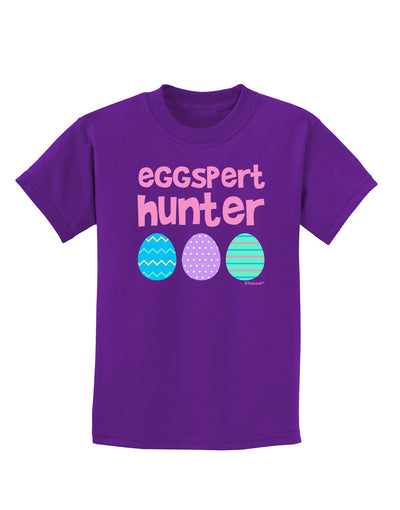TooLoud Eggspert Hunter - Easter - Pink Childrens Dark T-Shirt-Childrens T-Shirt-TooLoud-Purple-X-Small-Davson Sales