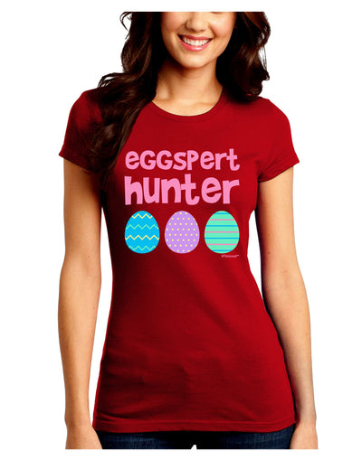 TooLoud Eggspert Hunter - Easter - Pink Juniors Crew Dark T-Shirt-T-Shirts Juniors Tops-TooLoud-Red-Juniors Fitted Small-Davson Sales
