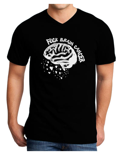 TooLoud Fuck Brain Cancer Brain Adult Dark V-Neck T-Shirt-Mens V-Neck T-Shirt-TooLoud-Black-Small-Davson Sales