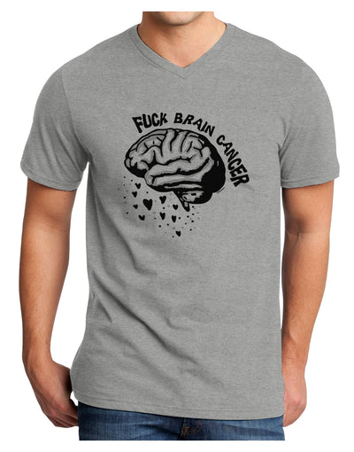 TooLoud Fuck Brain Cancer Brain Adult V-Neck T-shirt-Mens V-Neck T-Shirt-TooLoud-HeatherGray-Small-Davson Sales