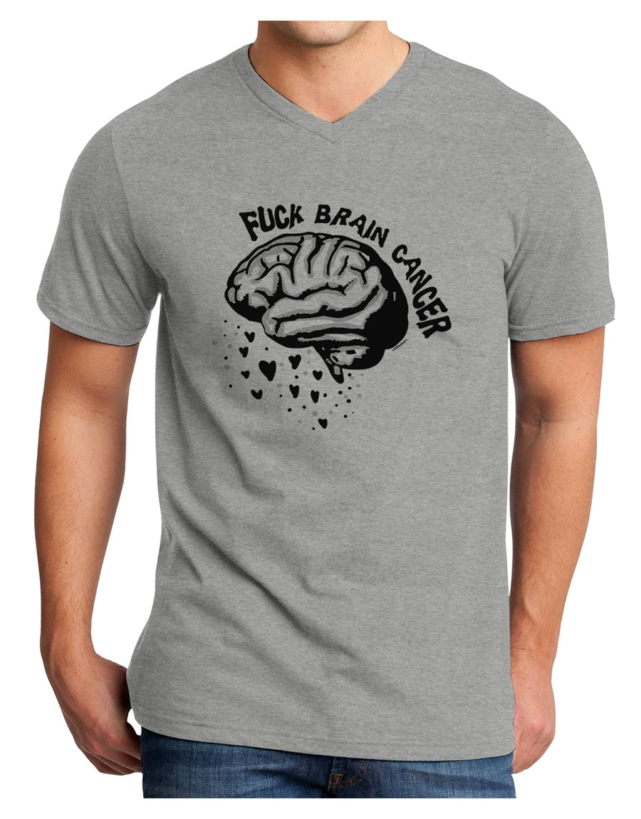 TooLoud Fuck Brain Cancer Brain Adult V-Neck T-shirt-Mens V-Neck T-Shirt-TooLoud-White-Small-Davson Sales