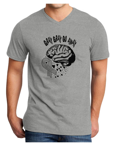 TooLoud Gray Gray Go Away Adult V-Neck T-shirt-Mens V-Neck T-Shirt-TooLoud-HeatherGray-Small-Davson Sales
