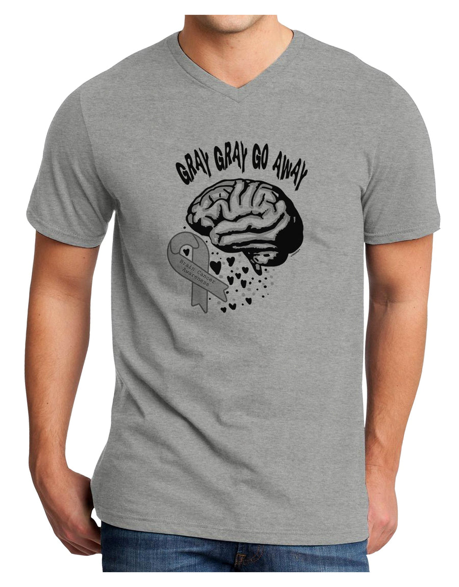 TooLoud Gray Gray Go Away Adult V-Neck T-shirt-Mens V-Neck T-Shirt-TooLoud-White-Small-Davson Sales