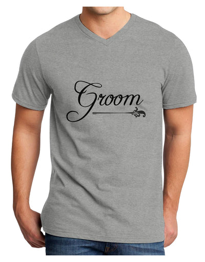 TooLoud Groom Adult V-Neck T-shirt-Mens V-Neck T-Shirt-TooLoud-HeatherGray-Small-Davson Sales