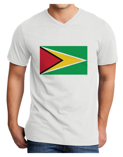 TooLoud Guyana Flag Adult V-Neck T-shirt-Mens V-Neck T-Shirt-TooLoud-White-Small-Davson Sales