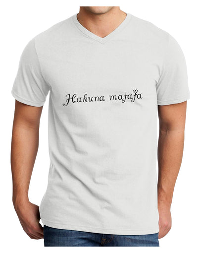 TooLoud Hakuna Matata Adult V-Neck T-shirt-Mens V-Neck T-Shirt-TooLoud-White-Small-Davson Sales