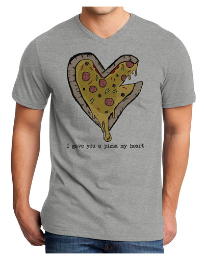 TooLoud I gave you a Pizza my Heart Adult V-Neck T-shirt-Mens V-Neck T-Shirt-TooLoud-HeatherGray-Small-Davson Sales