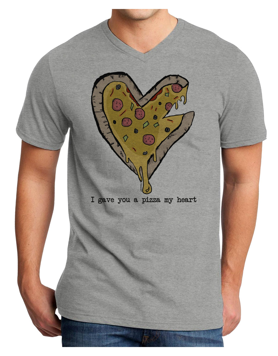 TooLoud I gave you a Pizza my Heart Adult V-Neck T-shirt-Mens V-Neck T-Shirt-TooLoud-White-Small-Davson Sales
