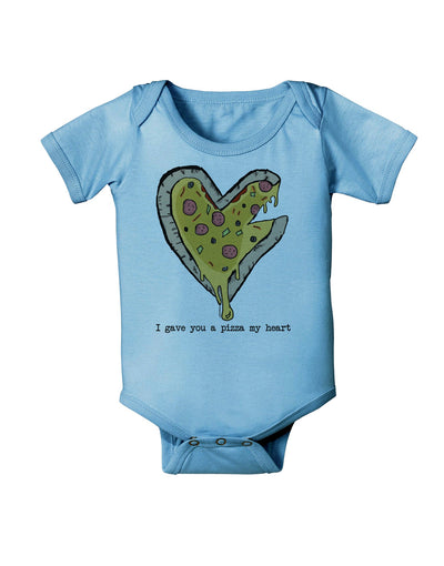 TooLoud I gave you a Pizza my Heart Baby Romper Bodysuit-Baby Romper-TooLoud-LightBlue-06-Months-Davson Sales