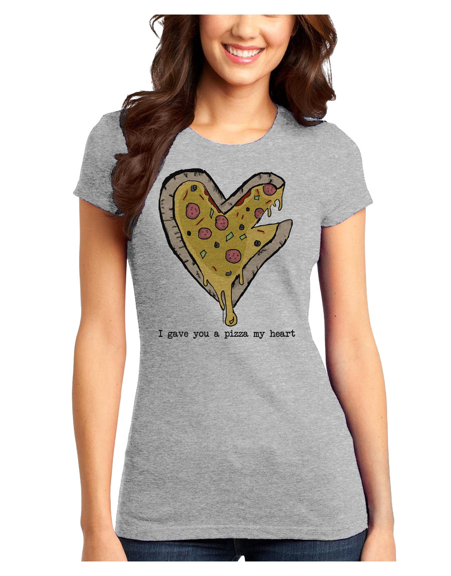 TooLoud I gave you a Pizza my Heart Juniors Petite T-Shirt-Womens T-Shirt-TooLoud-White-Juniors Fitted X-Small-Davson Sales