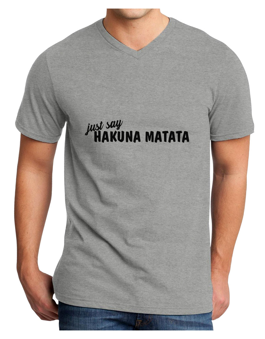 TooLoud Just Say Hakuna Matata Adult V-Neck T-shirt-Mens V-Neck T-Shirt-TooLoud-White-Small-Davson Sales